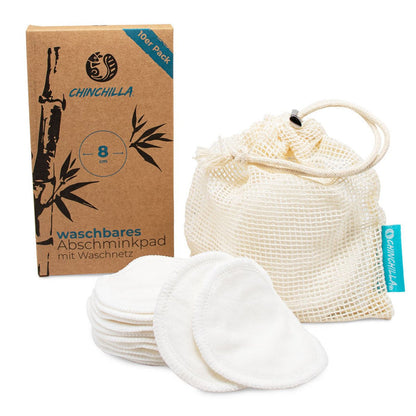 10 WASHABLE MAKE-UP REMOVAL PADS - INCL. WASH BAG