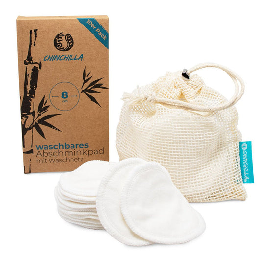 10 WASHABLE MAKE-UP REMOVAL PADS - INCL. WASH BAG