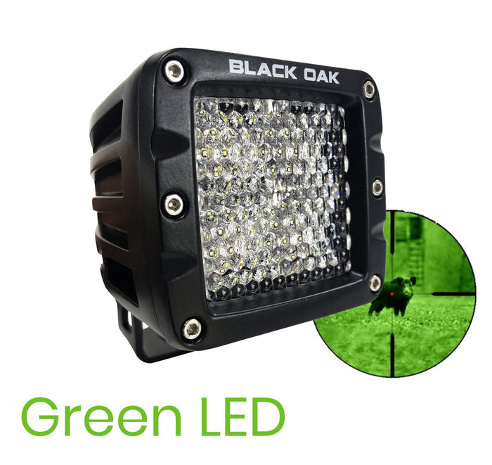 2 Inch Green LED Diffused Hog Hunting Pod Light - Black Oak LED Pro Series 3.0
