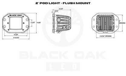 2 Inch Marine Flush Mount LED Pod Light – Pro Series 3.0 | Diffused (40W)