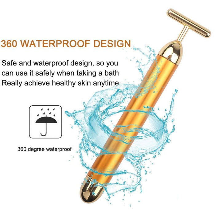 24K Gold Plated PRP Vibrator - T-Shaped Vibrating Massager for Facial Rejuvenation & Lifting - SD Cosmetics Care