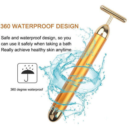 24K Gold Plated PRP Vibrator - T-Shaped Vibrating Massager for Facial Rejuvenation & Lifting - SD Cosmetics Care