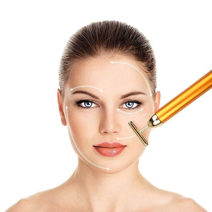 24K Gold Plated PRP Vibrator - T-Shaped Vibrating Massager for Facial Rejuvenation & Lifting - SD Cosmetics Care