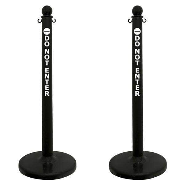 2.5 in. 'DO NOT ENTER' Black Plastic Ball Top Stanchion - Crowd Control Warehouse