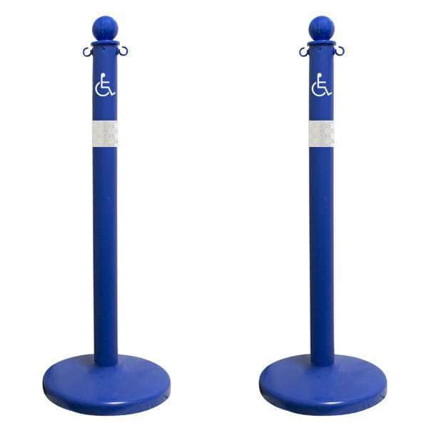 2.5 in. Handicap Blue Plastic Ball Top Stanchion - Crowd Control Warehouse
