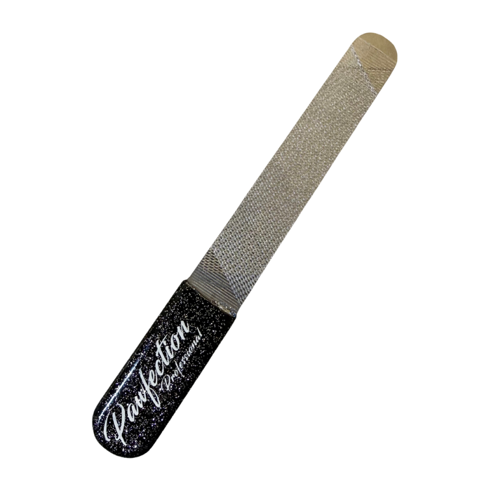 3.75" Engraved Nail File w/ Black Glitter Handle