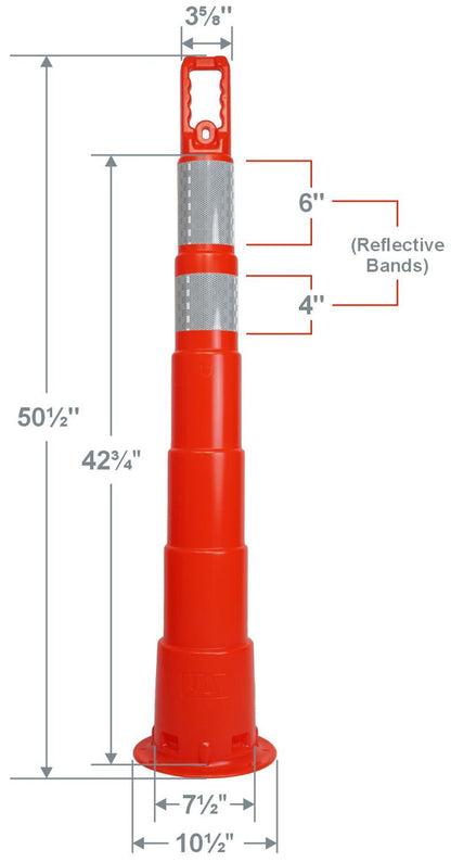 42" Channelizer Cone with 2 reflective bands and 16 lb. Base - Crowd Control Warehouse