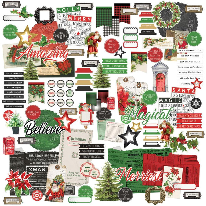49 And Market - Ephemera Bits - Christmas Spectacular 2023. 134 mix and match die-cut pieces. Pack is comprised of tags, doilies, sentiments, Christmas motifs and so much more! Pieces are die-cut from heavy weight cardstock. Available at Embellish Away located in Bowmanville Ontario Canada.