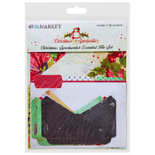 49 And Market - Ephemera File Essentials - Christmas Spectacular 2023. 11 double-sided die-cut pieces. Pack is comprised of 3 file folders. These pieces can be used in mini albums or layouts to hold treasured pieces or additional photos. Available at Embellish Away located in Bowmanville Ontario Canada.
