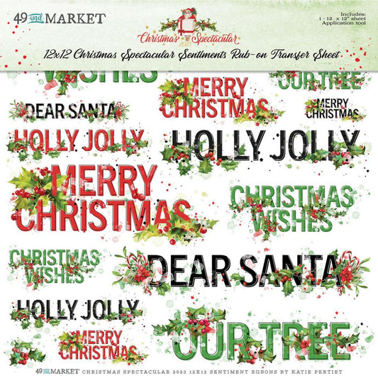 49 And Market - Rub-Ons 12"X12" - Christmas Spectacular 2023 - Sentiments. One 12"x12" sheet of rub-on transfers. A variety of various sentiments in black and white. They can be applied to a variety of clean surfaces for a unique and beautiful effect. Available at Embellish Away located in Bowmanville Ontario Canada.