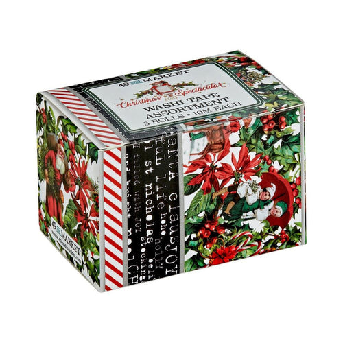 49 And Market - Washi Tape Set - 3/Pkg - Christmas Spectacular 2023. 3 rolls of decorative washi tape (widths included are 1.75", 1/2" and 1/4"). Each roll measures 10 meters long. Imported. Available at Embellish Away located in Bowmanville Ontario Canada.