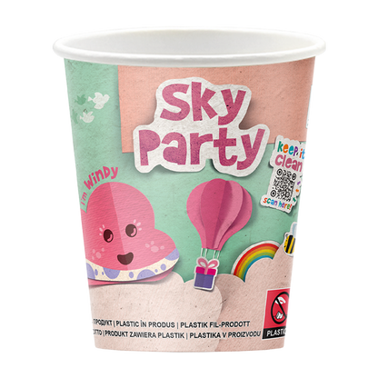 Intertan Single Wall Paper Cups Sky Party / 8oz / 96 Cups 4KIDS Elements Single Wall Paper Cups