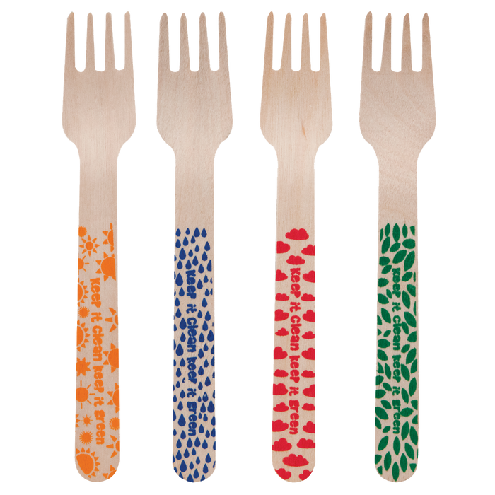 Intertan Disposable Tableware 192 Forks 4KIDS Elements Wooden Forks