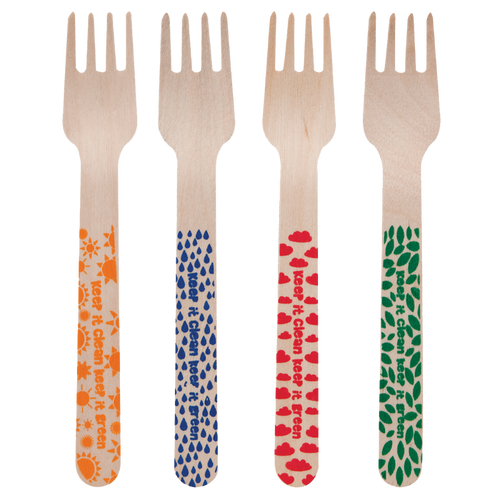 Intertan Disposable Tableware 192 Forks 4KIDS Elements Wooden Forks