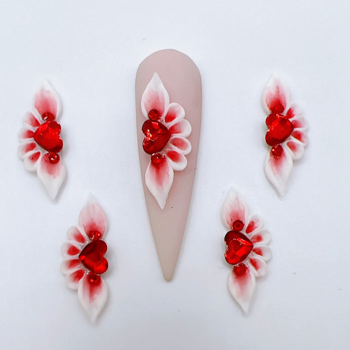 4pcs Long Petal 3D Acrylic Nail Flowers