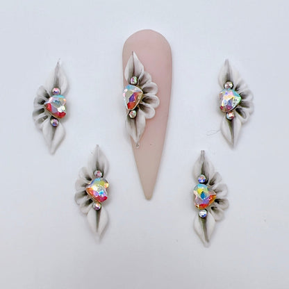 4pcs Long Petal 3D Acrylic Nail Flowers