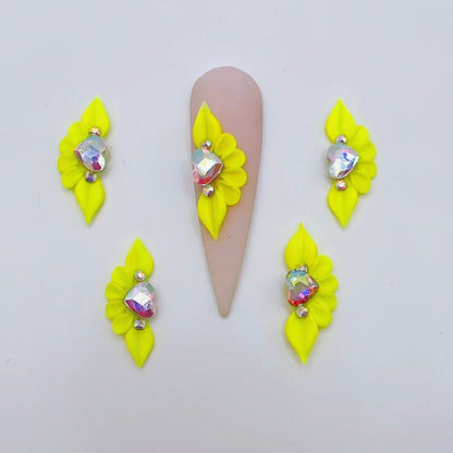 4pcs Long Petal 3D Acrylic Nail Flowers