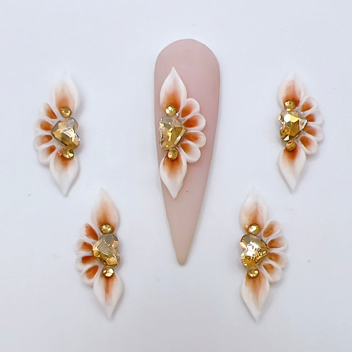 4pcs Long Petal 3D Acrylic Nail Flowers