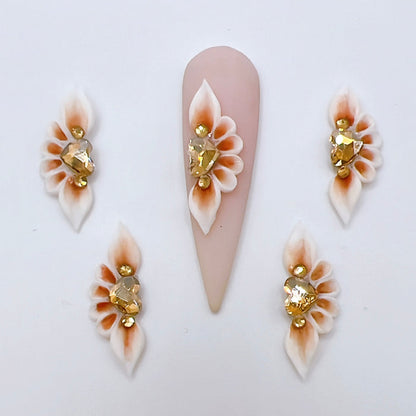 4pcs Long Petal 3D Acrylic Nail Flowers