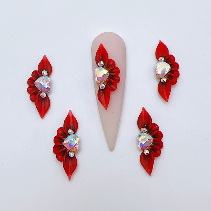 4pcs Long Petal 3D Acrylic Nail Flowers