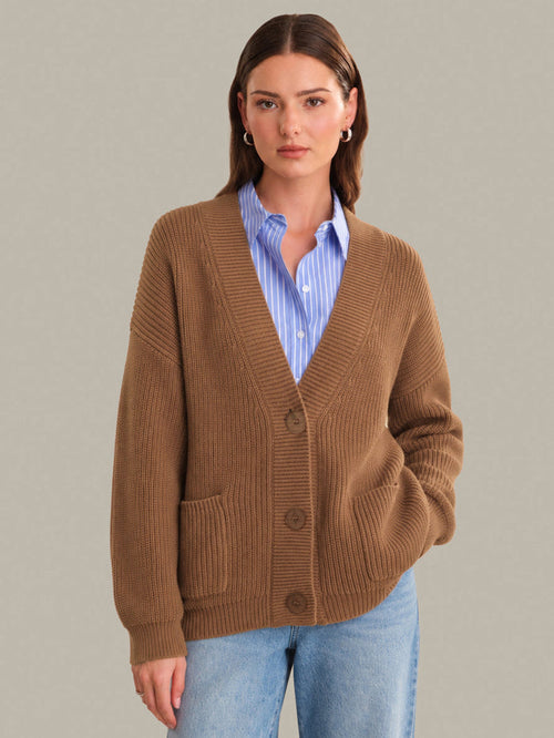 525 America Celeste Relaxed Pocket Cardigan in Carob Brown