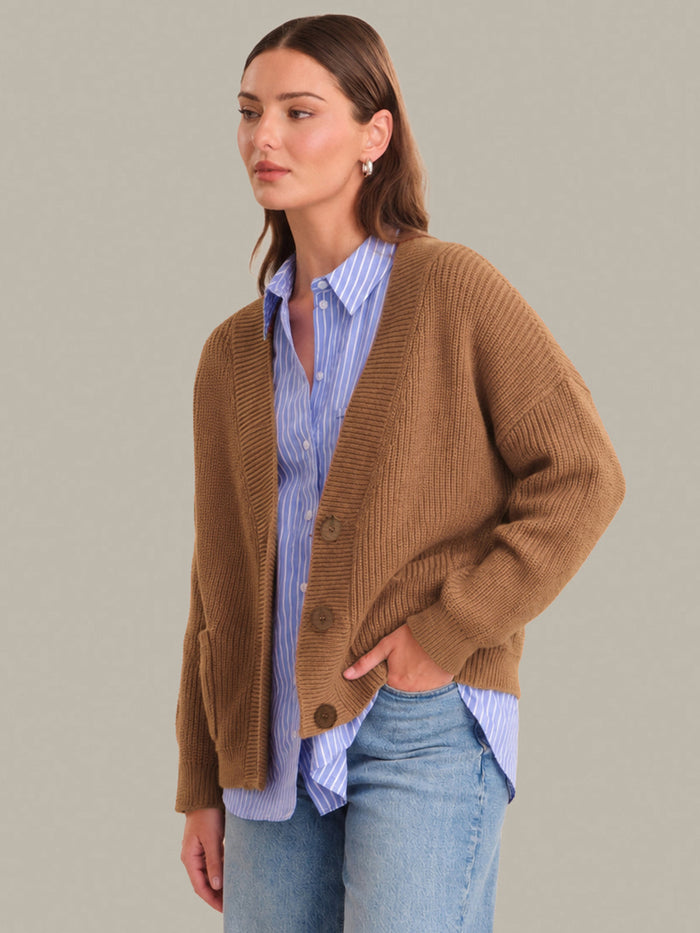 525 America Celeste Relaxed Pocket Cardigan in Carob Brown