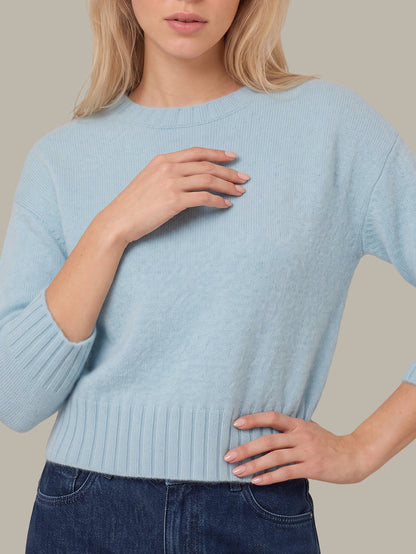 525 America Ellis 3/4 Sleeve Cashmere Pullover in Winter Sky