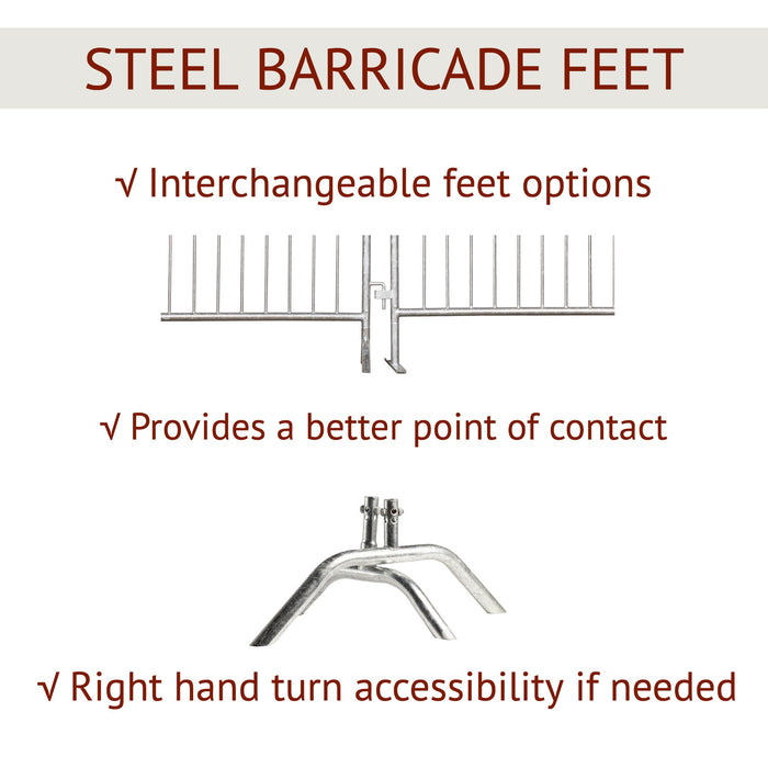 6.5 Ft Hot - Dipped Galvanized Steel Barricade - Crowd Control Warehouse