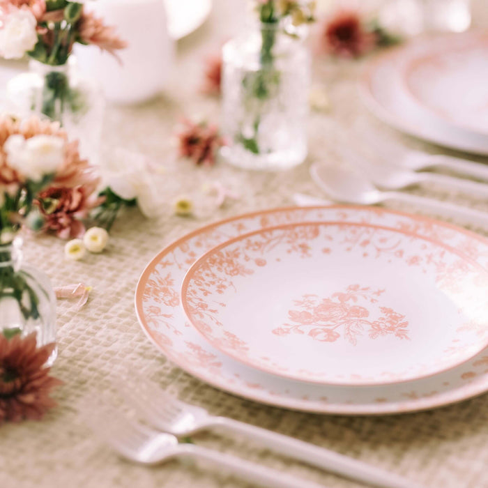 8 In. Trendables Toile Plastic Disposable Salad/Dessert Plates - 10 ct.