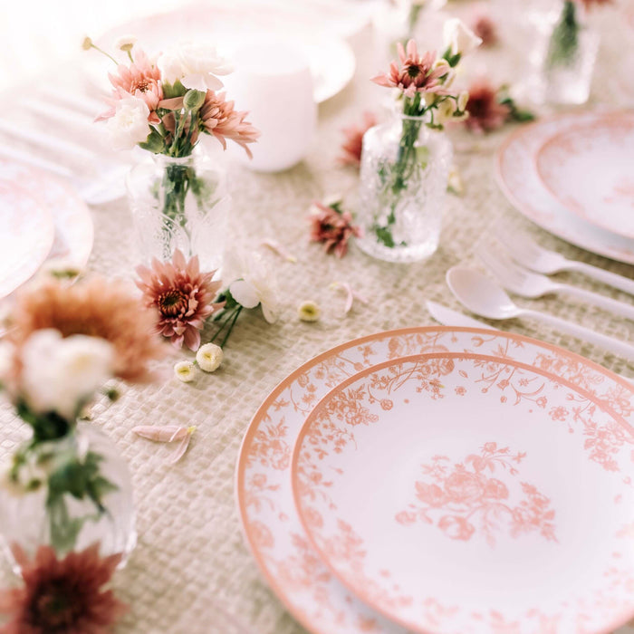 8 In. Trendables Toile Plastic Disposable Salad/Dessert Plates - 10 ct.