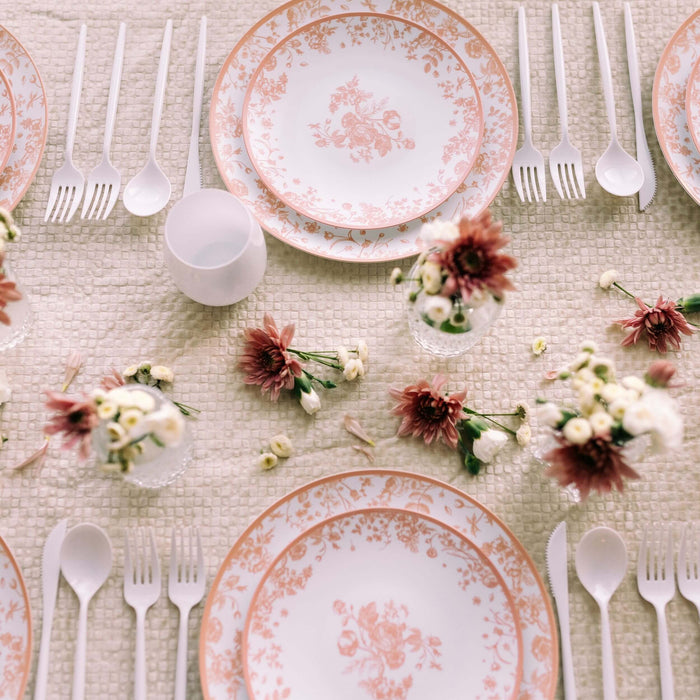 8 In. Trendables Toile Plastic Disposable Salad/Dessert Plates - 10 ct.
