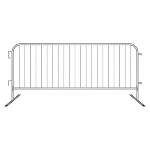30 Pack - 8.5 Ft Economy Pre - Galvanized Steel Barricades + Storage Cart - Crowd Control Warehouse
