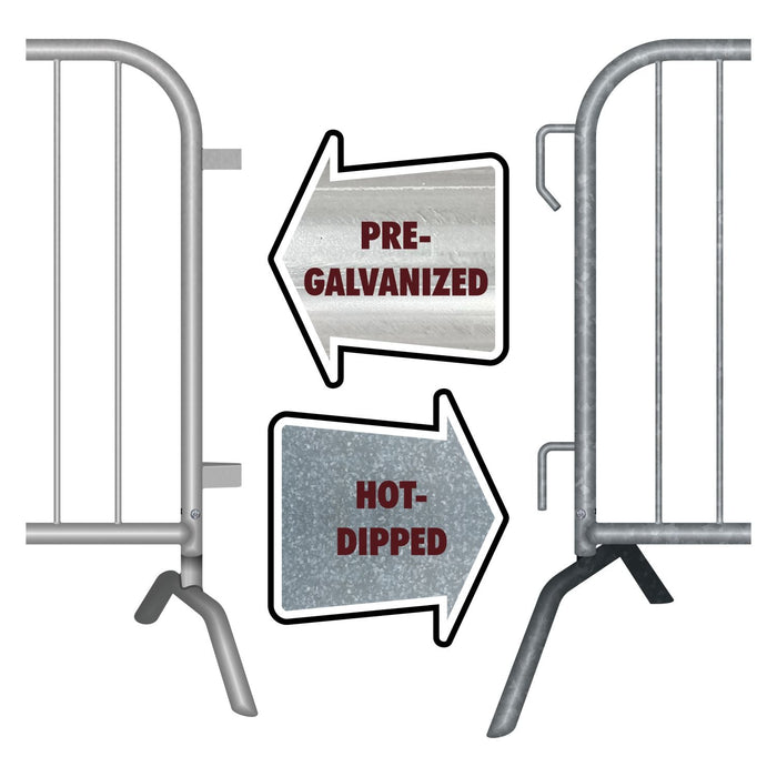30 Pack - 8.5 Ft Economy Pre - Galvanized Steel Barricades + Storage Cart - Crowd Control Warehouse