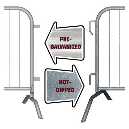 30 Pack - 8.5 Ft Economy Pre - Galvanized Steel Barricades + Storage Cart - Crowd Control Warehouse