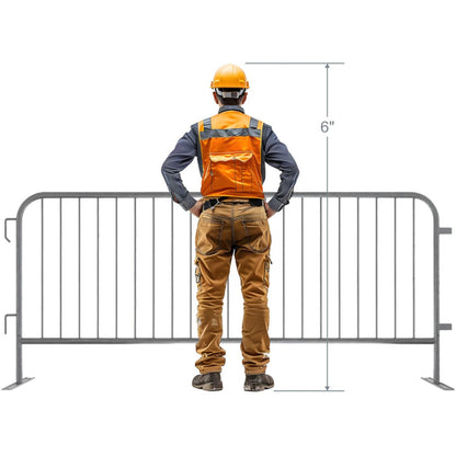 30 Pack - 8.5 Ft Economy Pre - Galvanized Steel Barricades + Storage Cart - Crowd Control Warehouse