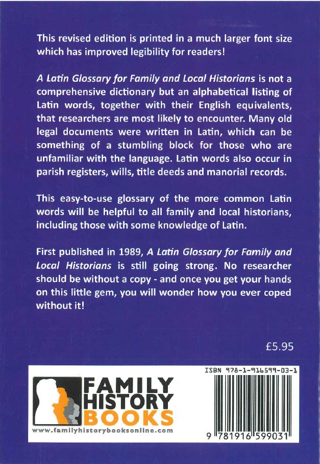 A Latin Glossary for Family and Local Historians by Janet Morris
