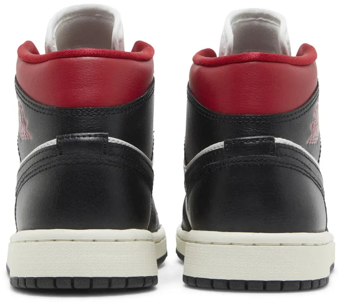 Air Jordan 1 Mid WMNS  "Black Sail Gym Red"
