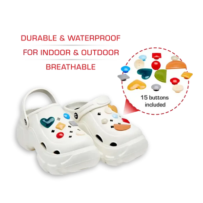 RED BEAUTY by KISS white air clog shoes breathable waterproof garden and indoor slip resistant with 15 charms