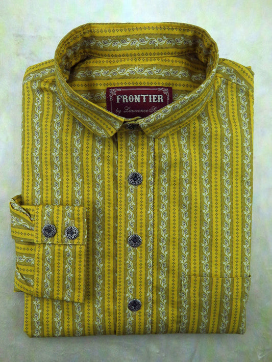 Amber Yellow Filigree Stripe Men's Dakota Shirt