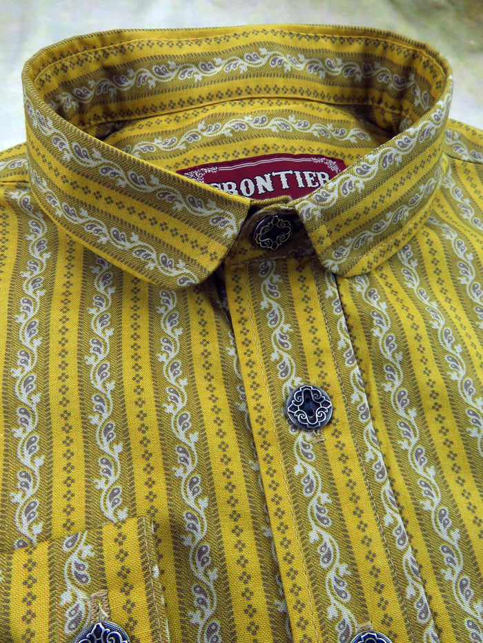 Amber Yellow Filigree Stripe Men's Dakota Shirt