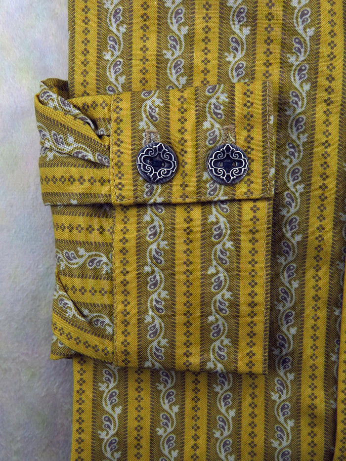 Amber Yellow Filigree Stripe Men's Dakota Shirt