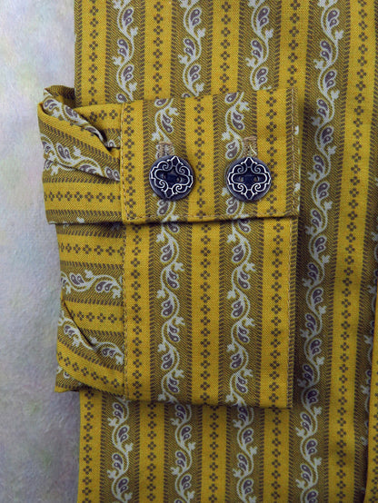 Amber Yellow Filigree Stripe Men's Dakota Shirt