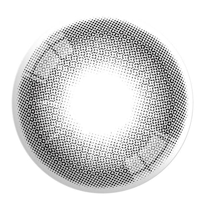Design of the Ann365 Mauve Deep Grey prescription colour contact lens dailies from Eyecandys on a white background, showing the fine pixel detail and enlarging limbal ring.