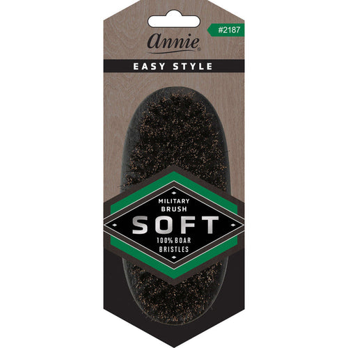 Annie Easy Style Soft Military Brush, 100% Boar Bristle, Black