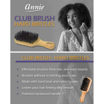 Annie Hard Club Brush Boar & Nylon Bristle, Light Brown