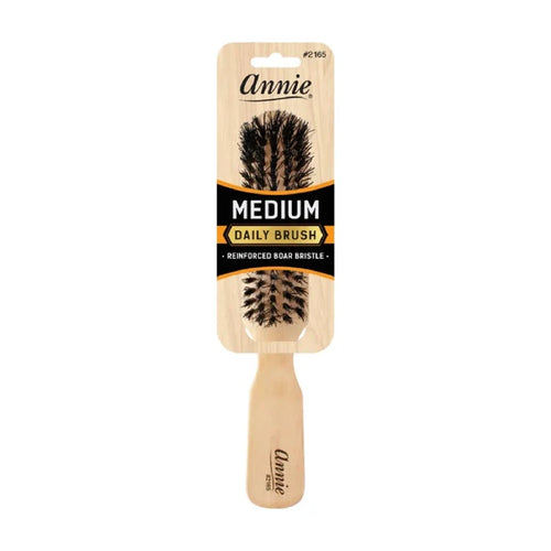 Annie Medium Wooden 5 Row Brush, Boar & Nylon Bristle, Light Brown