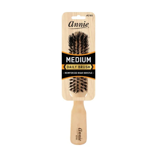 Annie Medium Wooden 5 Row Brush, Boar & Nylon Bristle, Light Brown