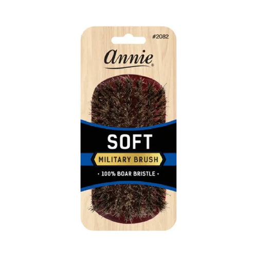 Annie Soft Military Brush 100% Pure Boar Bristles, Dark Brown