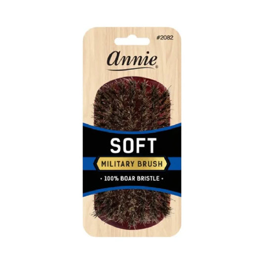 Annie Soft Military Brush 100% Pure Boar Bristles, Dark Brown
