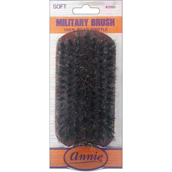 Annie Soft Military Brush 100% Pure Boar Bristles, Dark Brown
